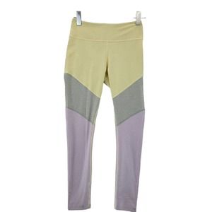 Outdoor Voices Women's Colorblock Leggings Size Small Pale Yellow Pink